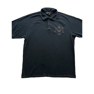 INC International Mens Polo Shirt Size Large Black Short Sleeve Casual Concert